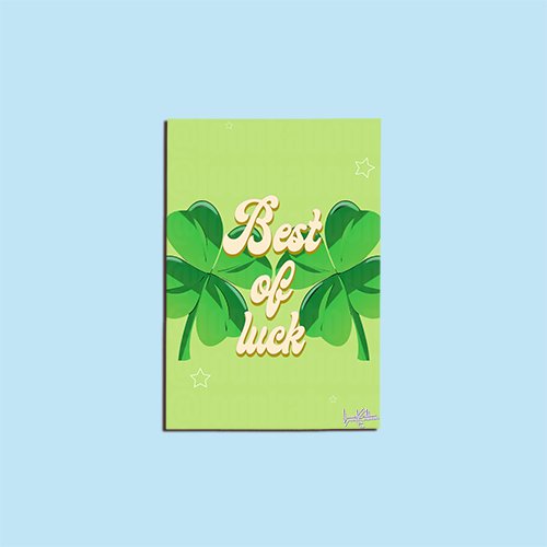 'Best of Luck' 4 Leaf Clover Card