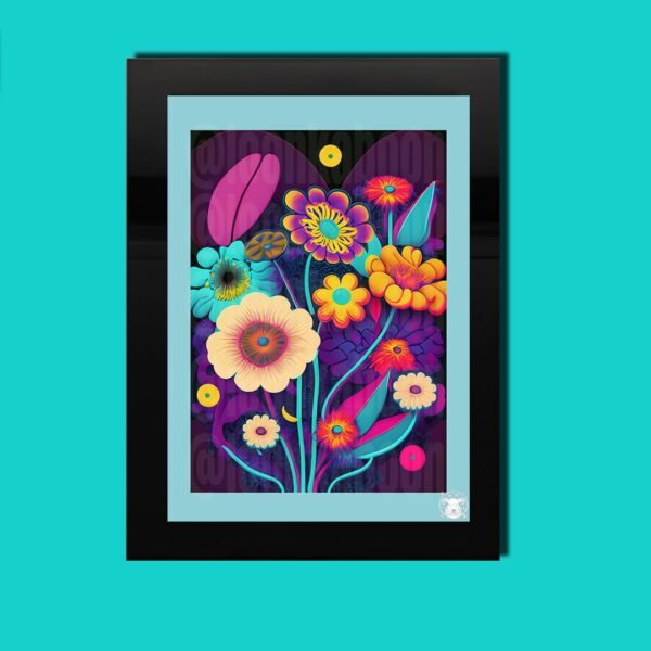 Psychedelic Neon Flowers Print