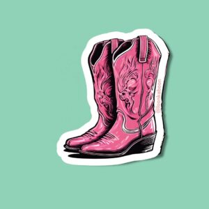 Funky Pink Cowboy Boots Sticker