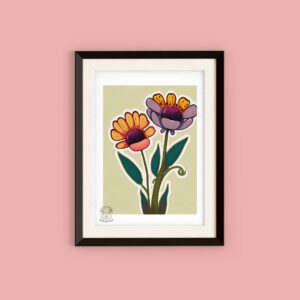 Flower Pals Hand Illustrated Floral Duo Print
