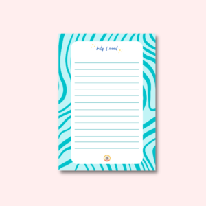 A6 Blue Swirl Pattern 'Bits I Need' Notepad | Funk-tional Stationery