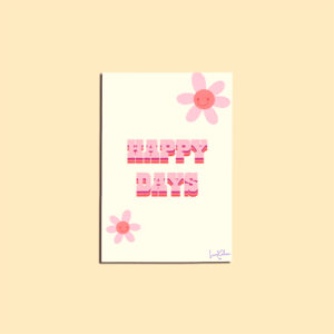 Doodle-Style Floral 'Happy Days' Typography Card