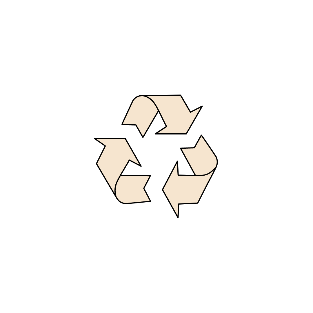 Clip art icon showing the 3 arrows used to signify reducing waste and being sustainable.