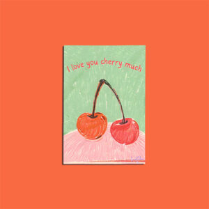 'Love You Cherry Much' Doodle Greeting Card