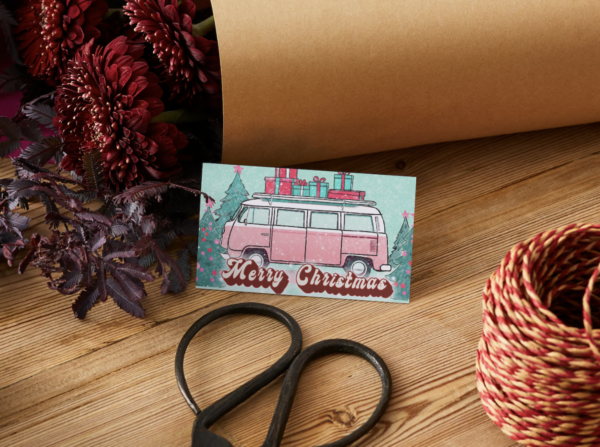 Retro VW Van Christmas Tag