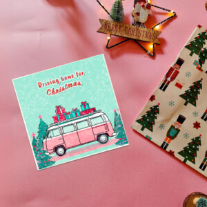 Driving Home for Christmas Retro VW Van Card