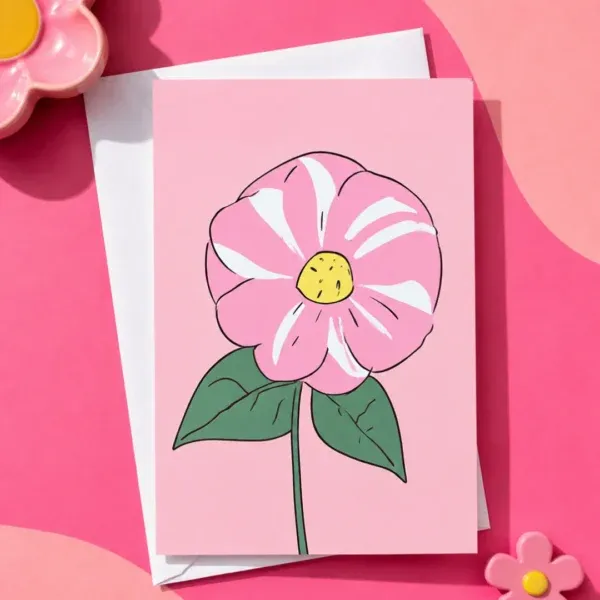 Cute Pink Floral Greeting Card