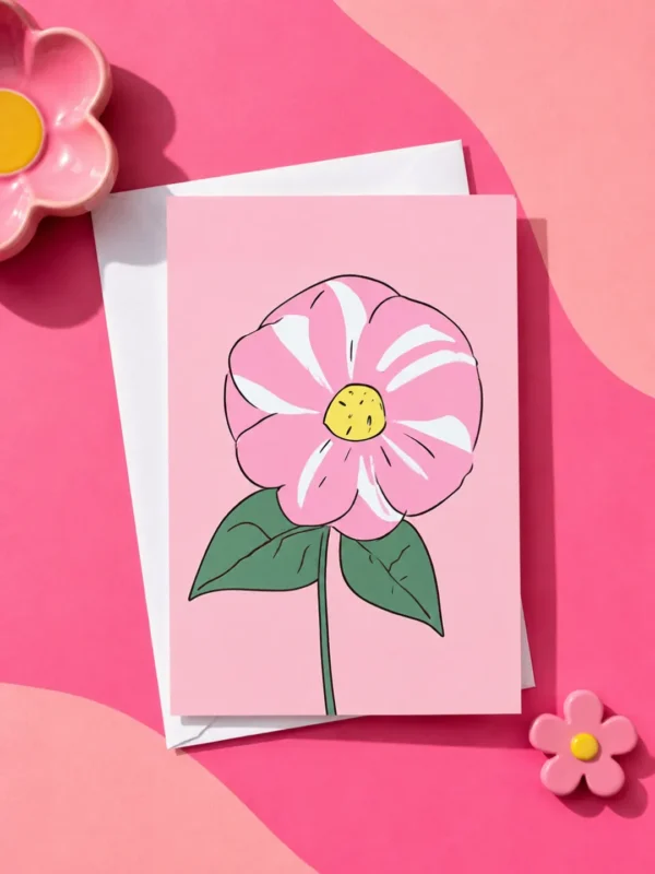 Cute Pink Floral Greeting Card