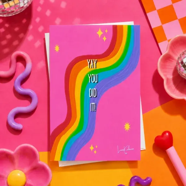 Rainbow 'Yay You Did It' Card