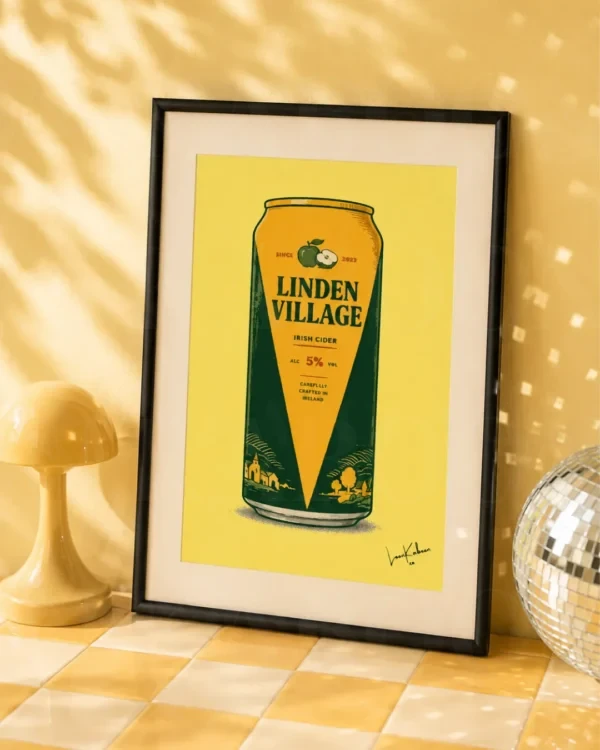 Retro Layered Linden Village Cider Can Print