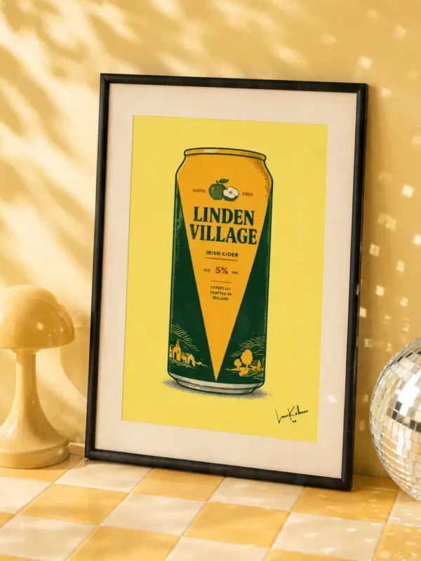 Retro Layered Linden Village Cider Can Print