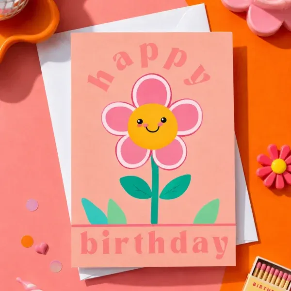 Floral 'Happy Birthday' Card
