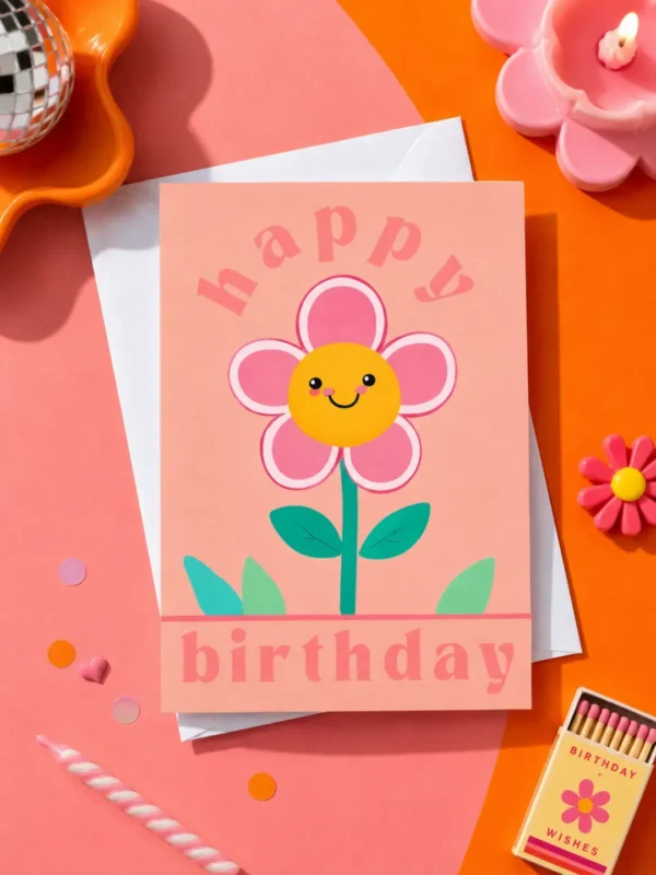 Floral 'Happy Birthday' Card