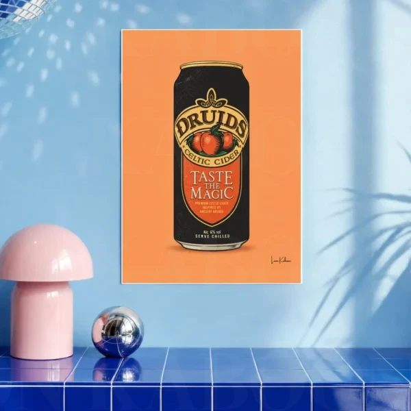 Retro Layered Druids Cider Can Print A3 art print by Loon Kaboon