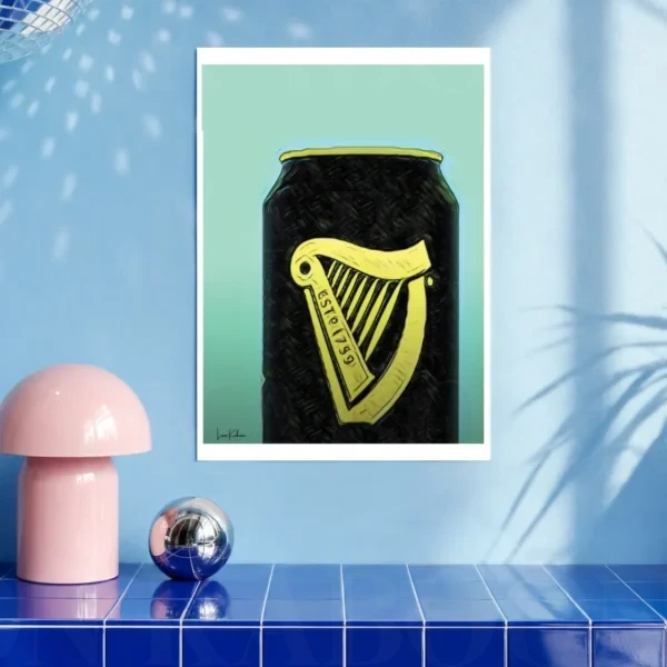 Retro Layered Cropped Guinness Can Print A3 art print by Loon Kaboon