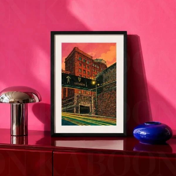 Guinness Factory James’s Gate at Dusk Print A4 art print by Loon Kaboon