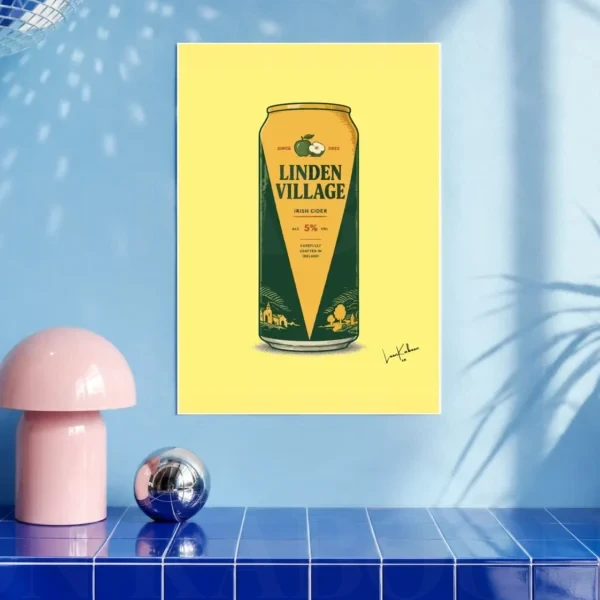 Retro Layered Linden Village Cider Can Print A3 art print by Loon Kaboon