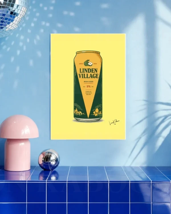 Retro Layered Linden Village Cider Can Print