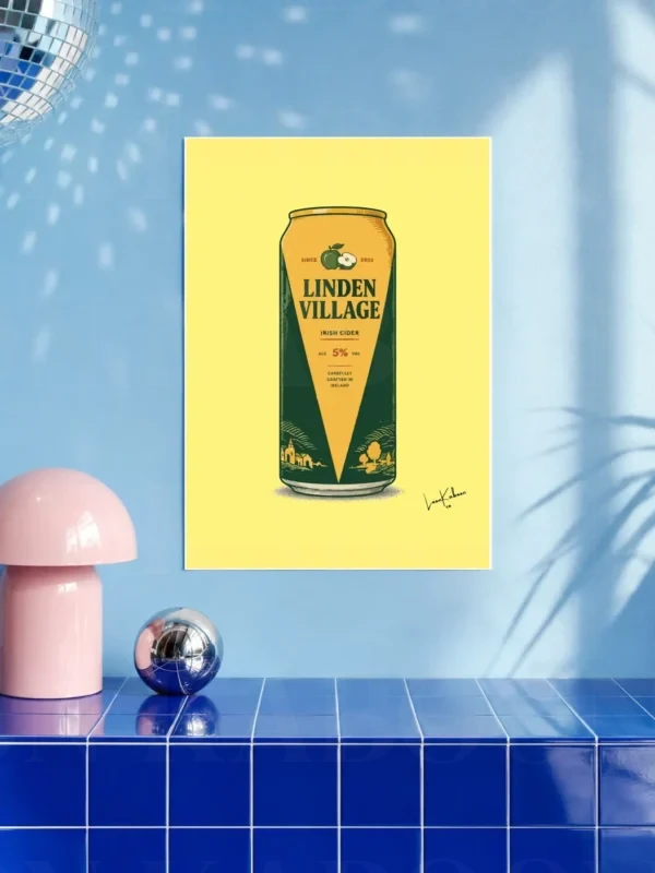 Retro Layered Linden Village Cider Can Print – A3 Prints | Loon Kaboon