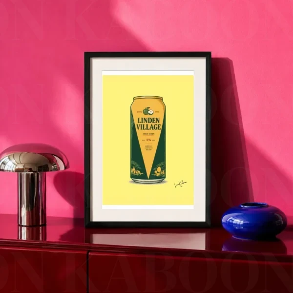Retro Layered Linden Village Cider Can Print A4 art print by Loon Kaboon