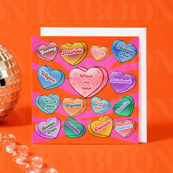 16_Love_Hearts_Card Love Hearts Irish Swear Word Greeting Card | Loon Kaboon