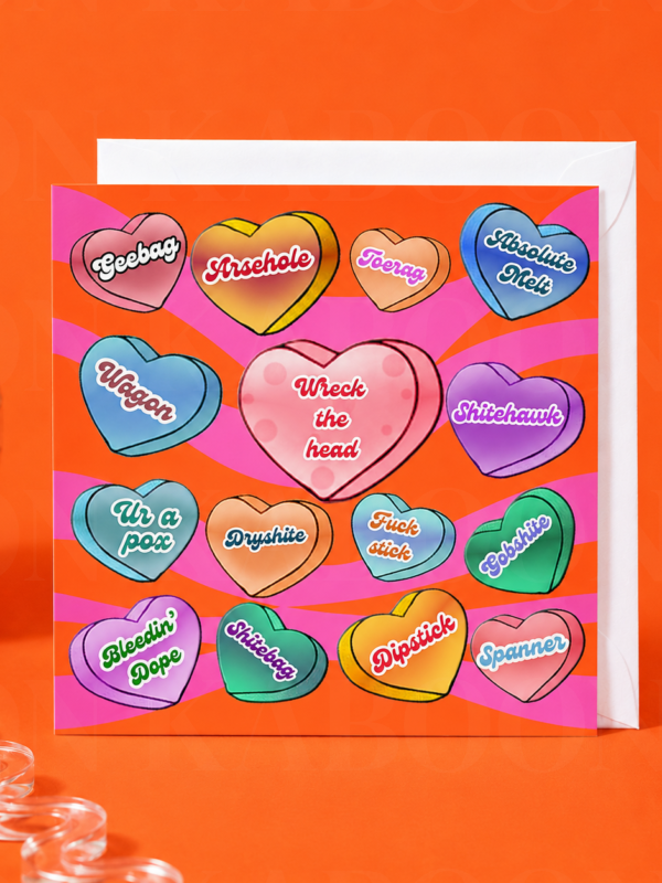 16_Love_Hearts_Card Love Hearts Irish Swear Word Greeting Card | Loon Kaboon