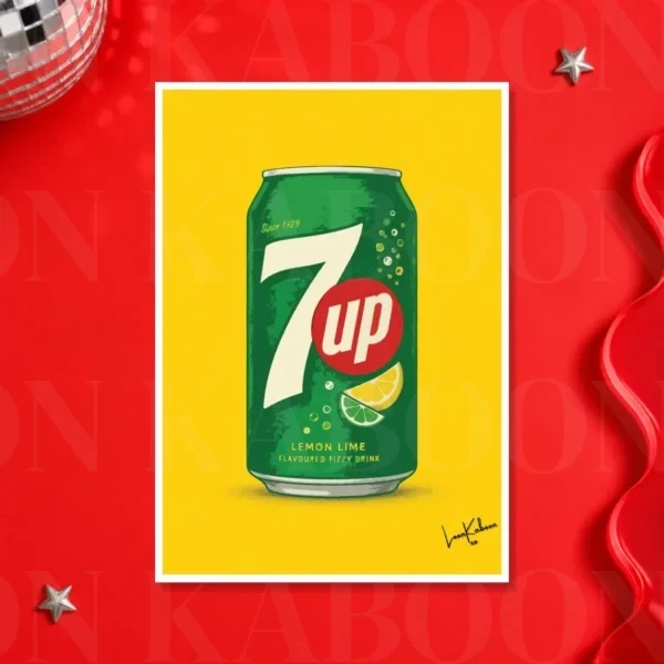 Retro Layered 7Up Can Print – A3 print mockup