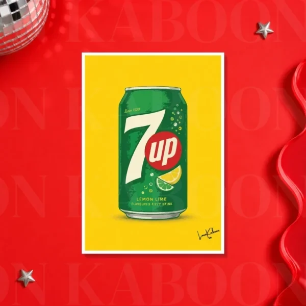 Retro Layered 7Up Can Print – A4 print mockup