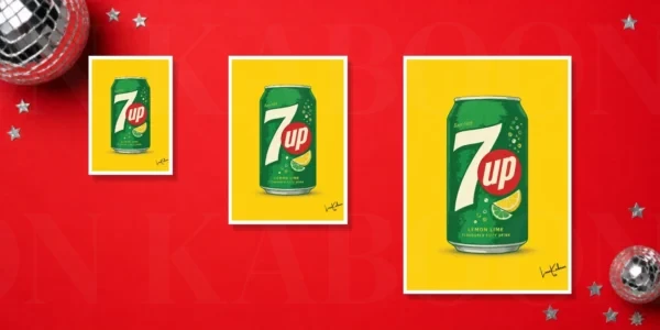 Retro Layered 7Up Can Print – A5, A4 and A3 size comparison