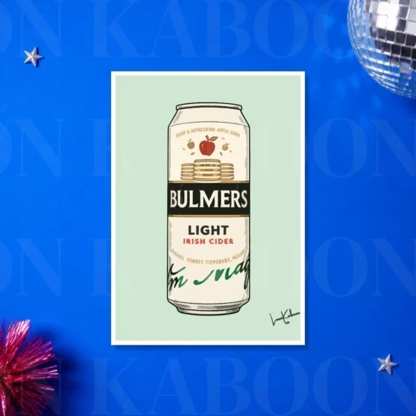 Bulmers_Light_A4 Retro Layered Bulmers Light Can Print – A4 print mockup