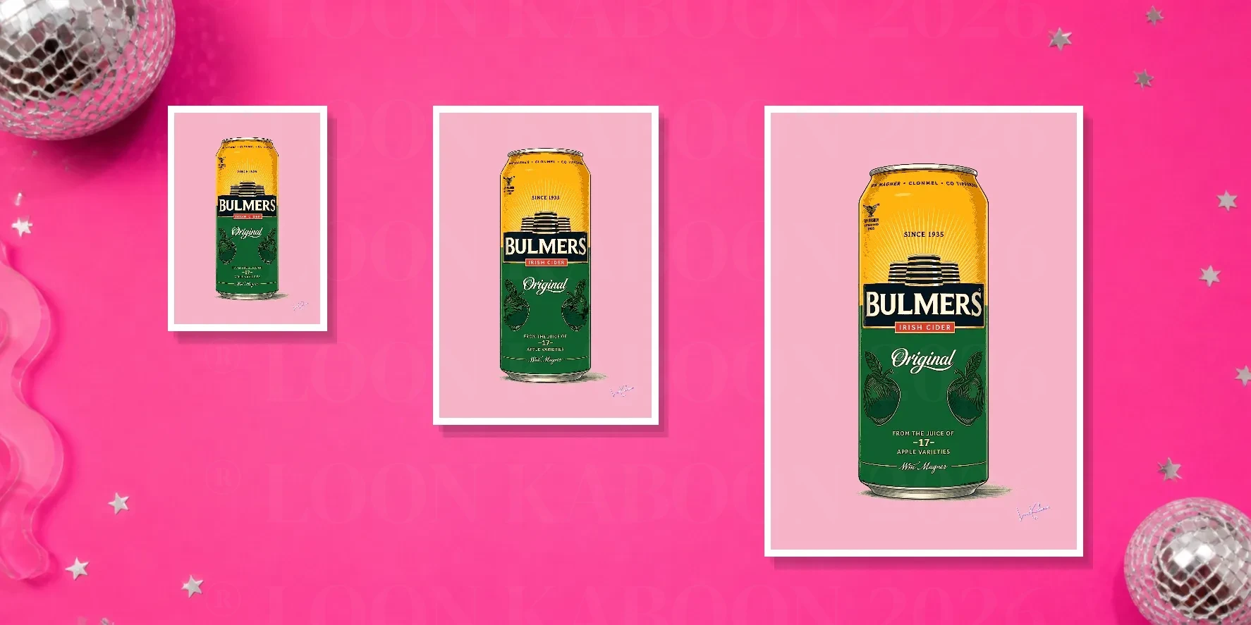 Retro Layered Bulmers Cider Can Print – Bulmers Pink A5 A4 A3 Comparison