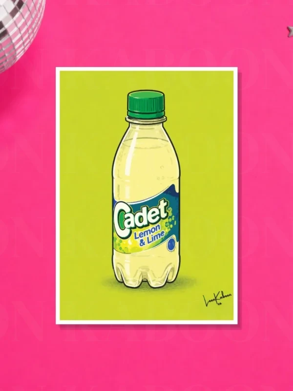 Retro Layered Cadet Lemon & Lime Print – A4 print mockup