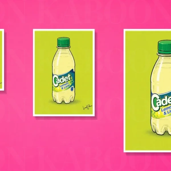 Retro Layered Cadet Lemon & Lime Print – A5, A4 and A3 size comparison
