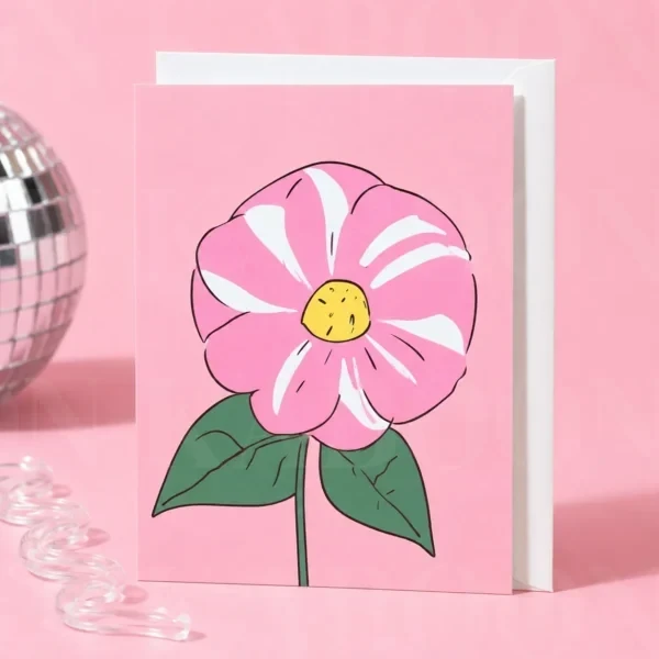 Cute Pink Floral Greeting Card | Loon Kaboon