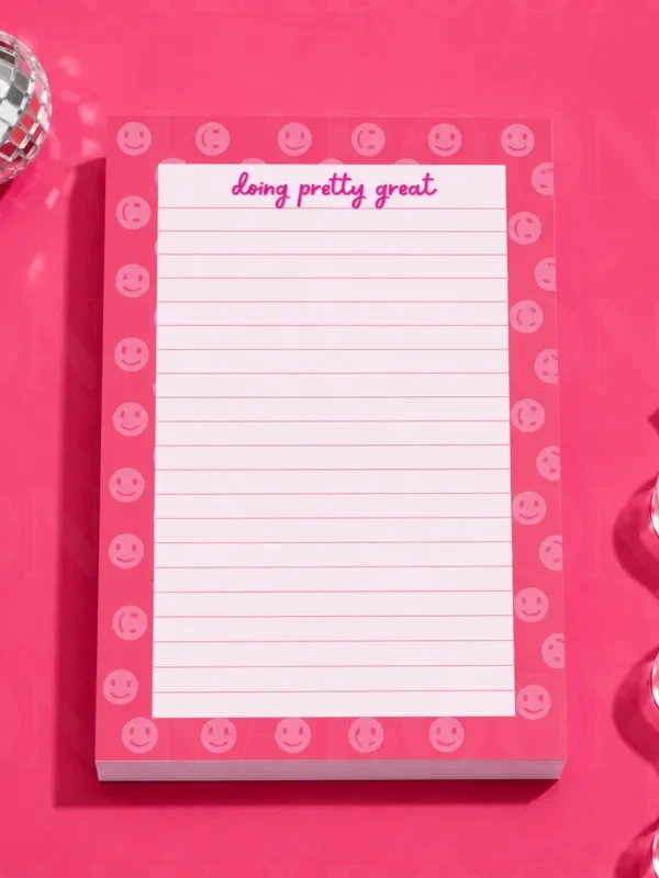 Smiley ‘Doing Pretty Great’ A5 Notepad | Loon Kaboon