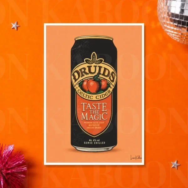 Druids_A3 Retro Layered Druids Cider Can Print – A3 print mockup