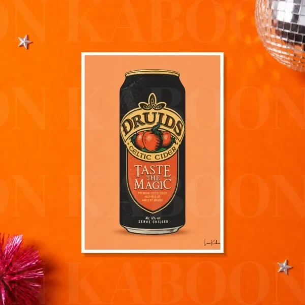 Druids_A4 Retro Layered Druids Cider Can Print – A4 print mockup