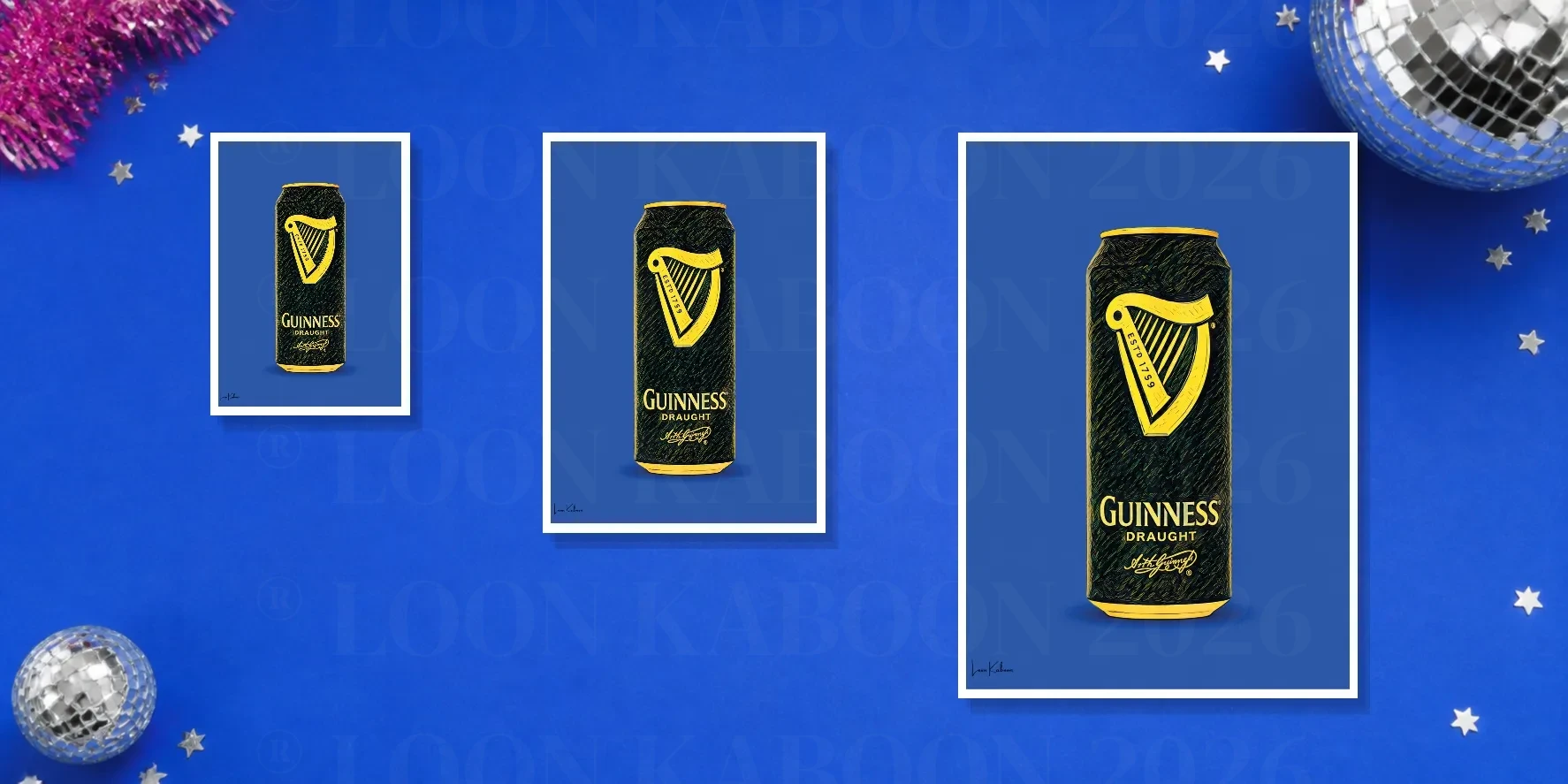 Guinness_Blue_A5_A4_A3_Comparison Retro Layered Guinness Can Print | Loon Kaboon