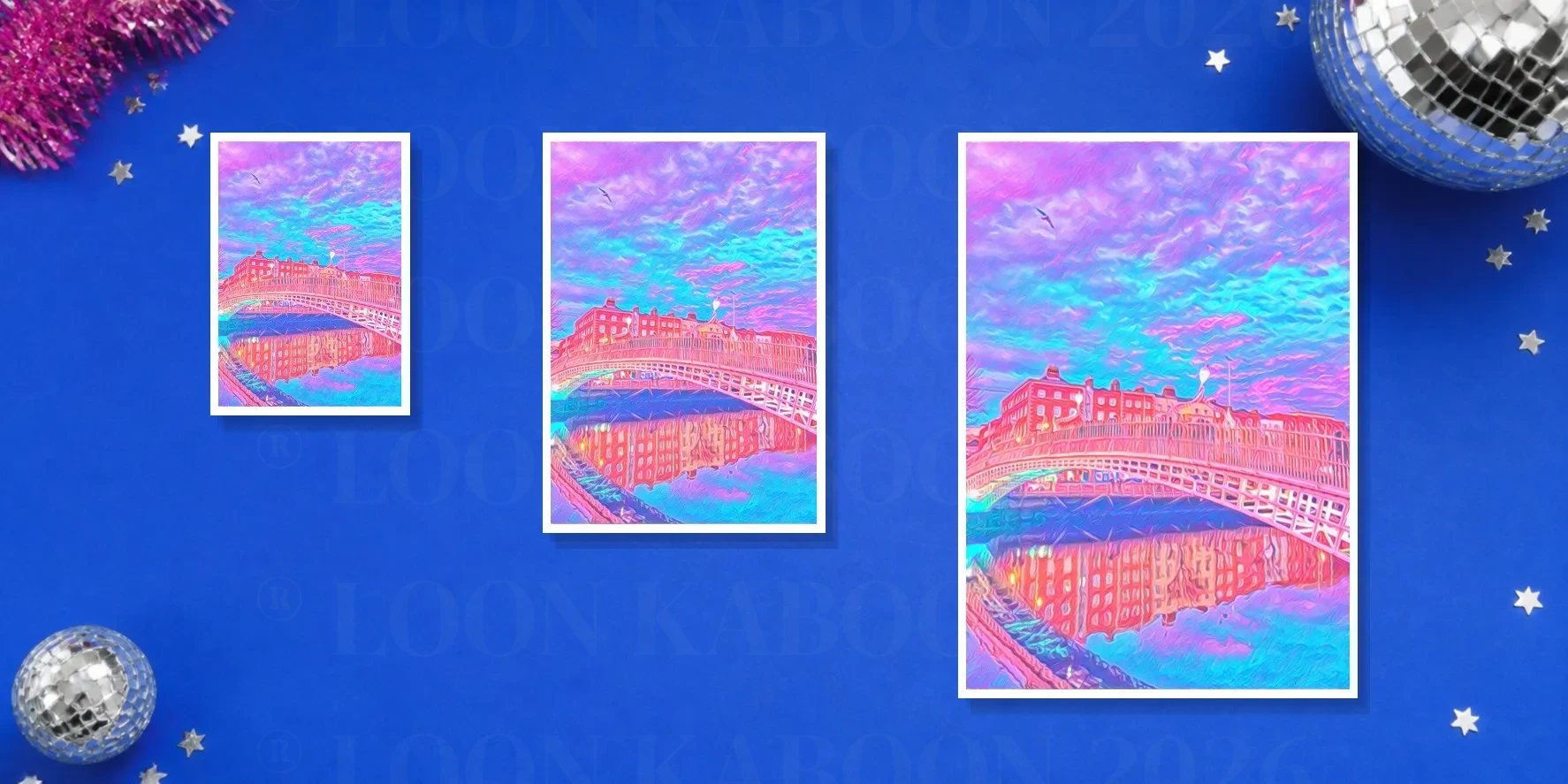 Ha'Penny Bridge Print – A5, A4 and A3 size comparison