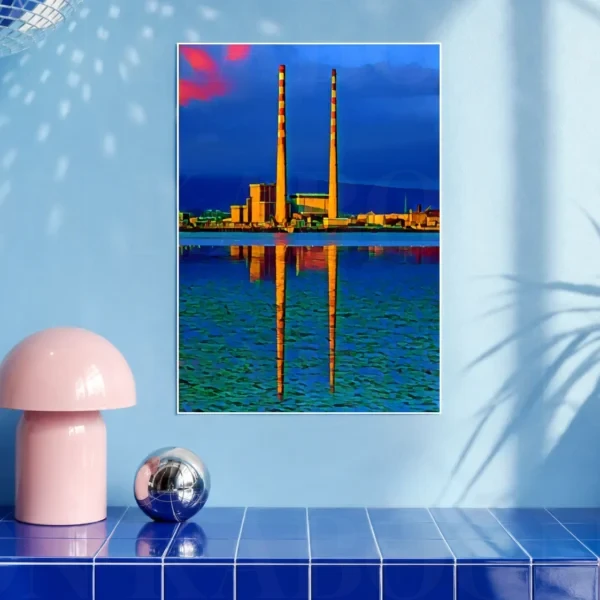 Poolbeg Towers Blue Print in A3 size