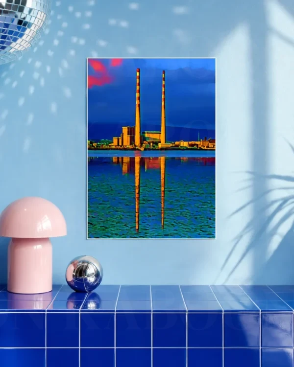Poolbeg_Stacks_Blue_A3 Poolbeg Towers Blue Print | Loon Kaboon