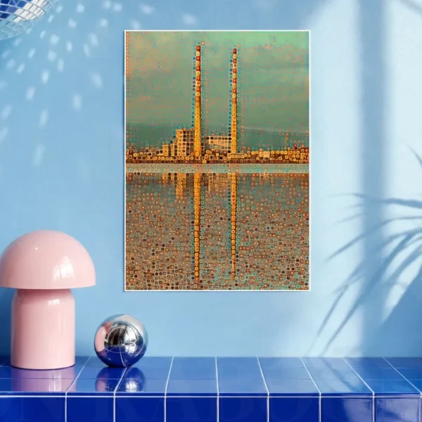 Poolbeg Towers Mosaic Swirls Print in A3 size