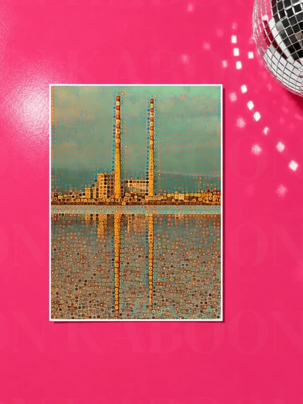 Poolbeg Towers Mosaic Swirls Print – A4 print mockup
