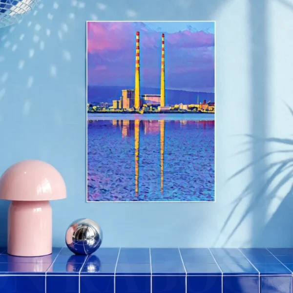 Poolbeg Towers Pastel Print in A3 size