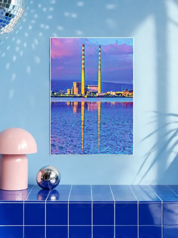 Poolbeg Towers Pastel Print in A3 size