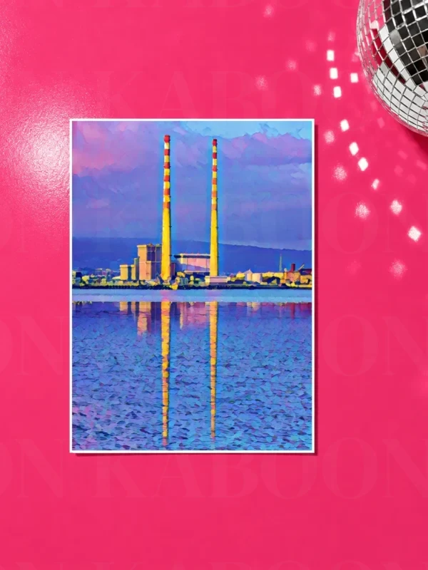 Poolbeg Towers Pastel Print in A4 size