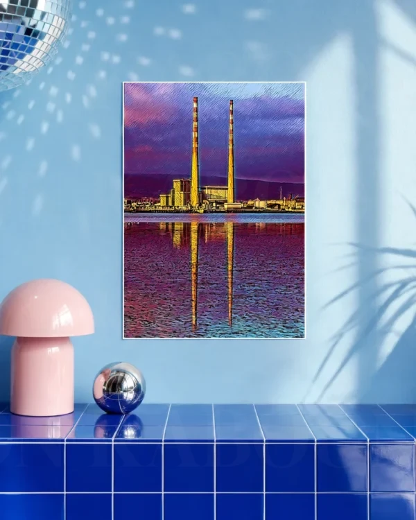 Poolbeg_Stacks_Purple_A3 Poolbeg Towers At Dusk Print | Loon Kaboon