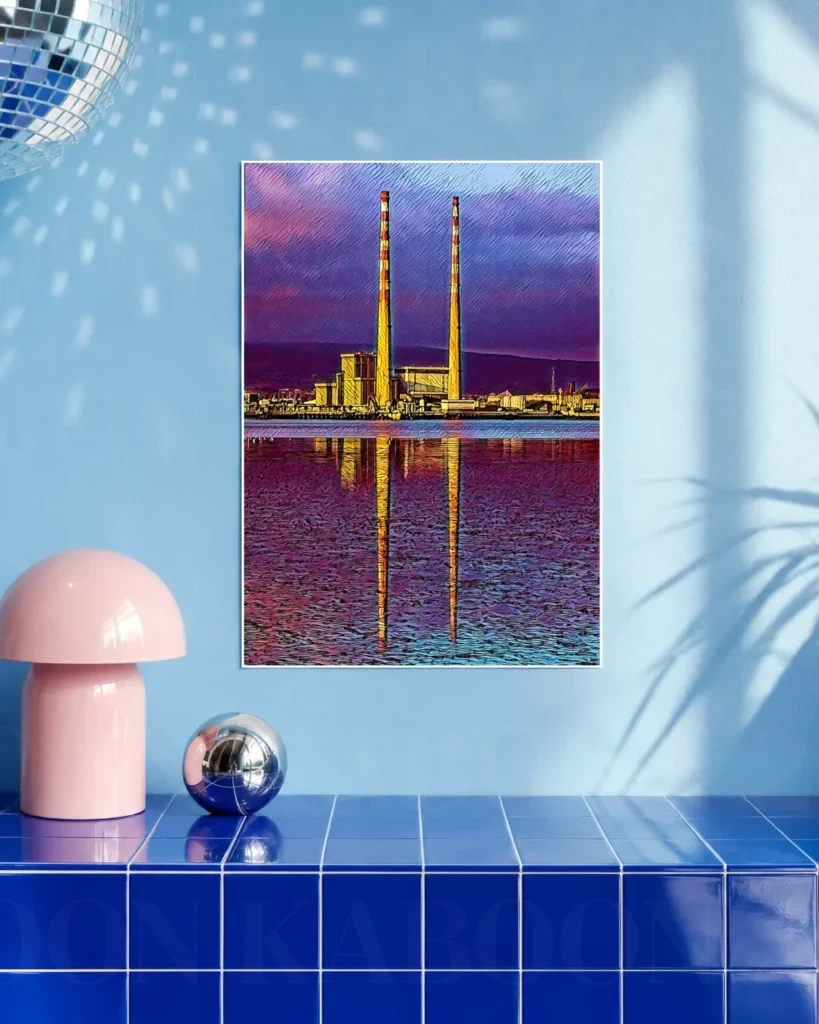Poolbeg Towers At Dusk Print in A3 size
