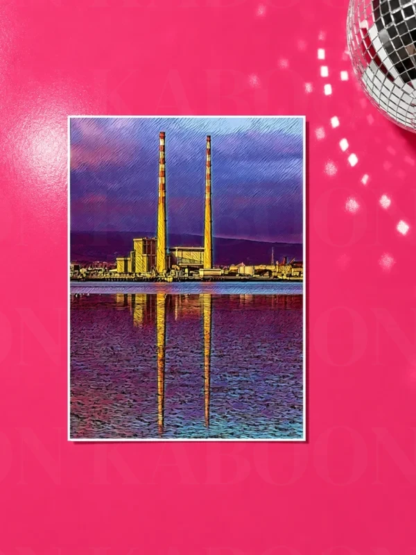Poolbeg_Stacks_Purple_A4 Poolbeg Towers At Dusk Print | Loon Kaboon
