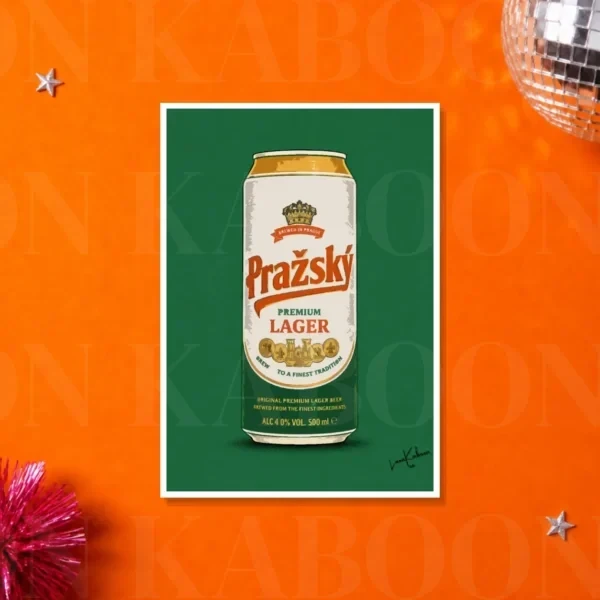 Retro Layered Prazsky Can Print – A4 print mockup